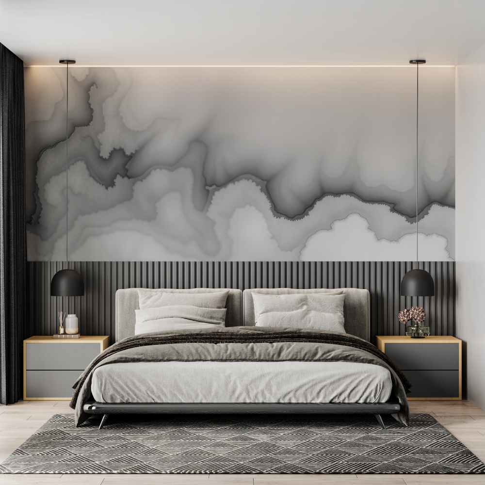 Watercolor Clouds Black and White Wallpaper | Murals Wallpaper