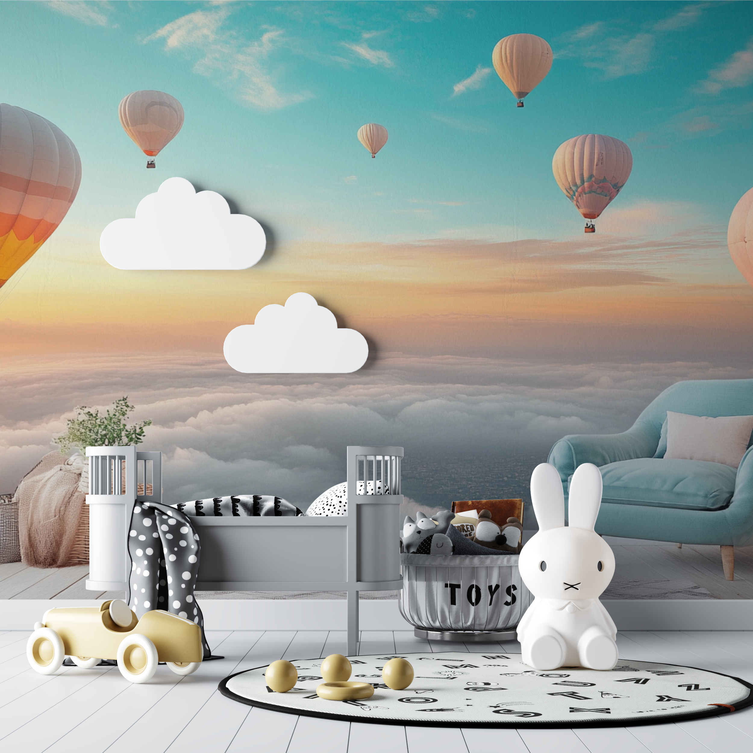 Hot Air Balloon and Sunny Morning Sky Wallpaper | Murals Wallpaper