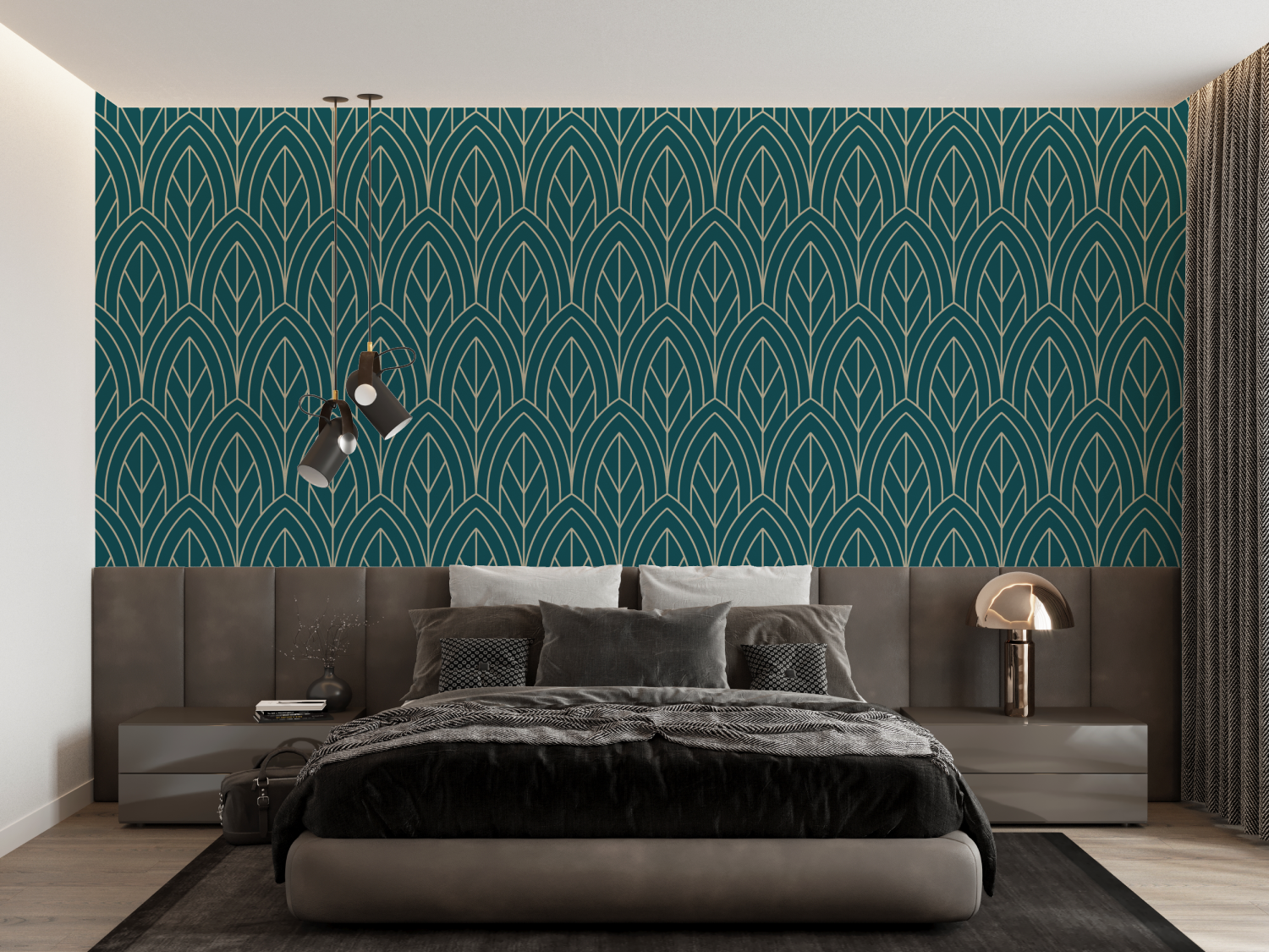 Teal and Gold Geometric Wallpaper | Murals Wallpaper
