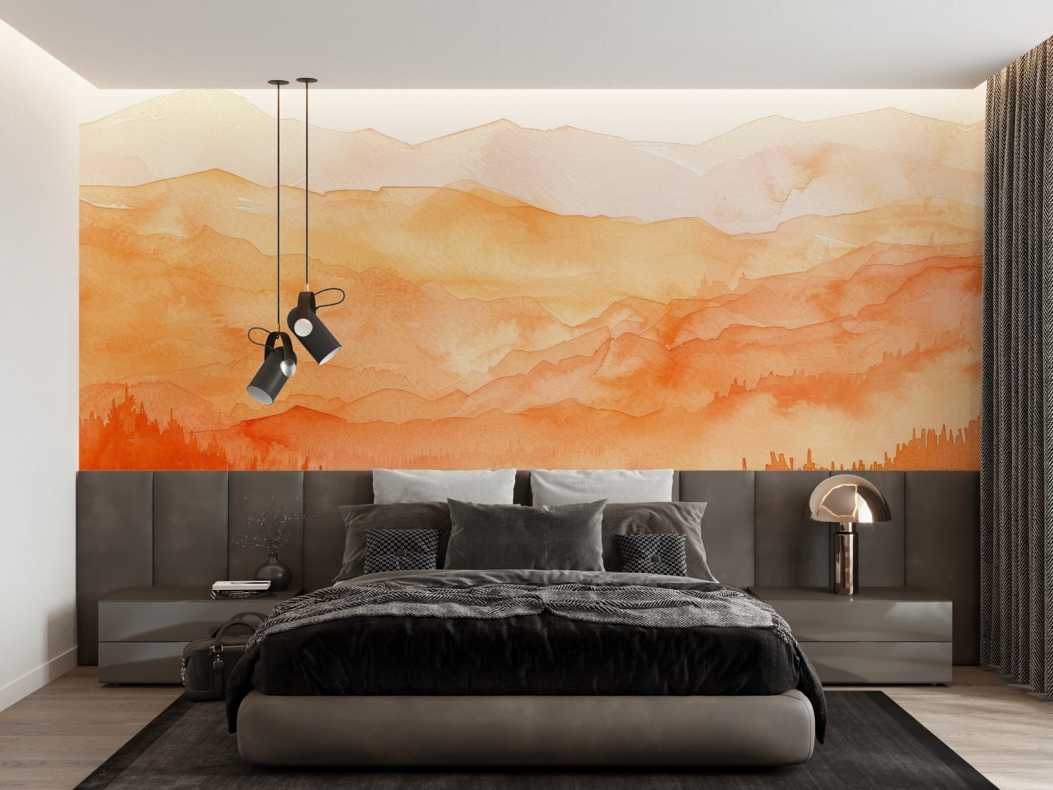 Orange Landscape Wallpaper | Murals Wallpaper