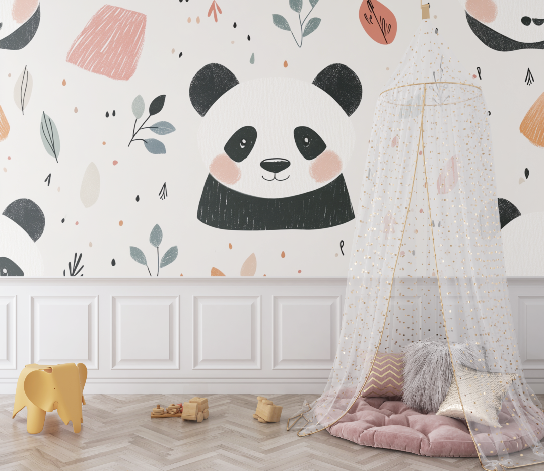 Panda Wallpaper and Nordic Patterns | Murals Wallpaper