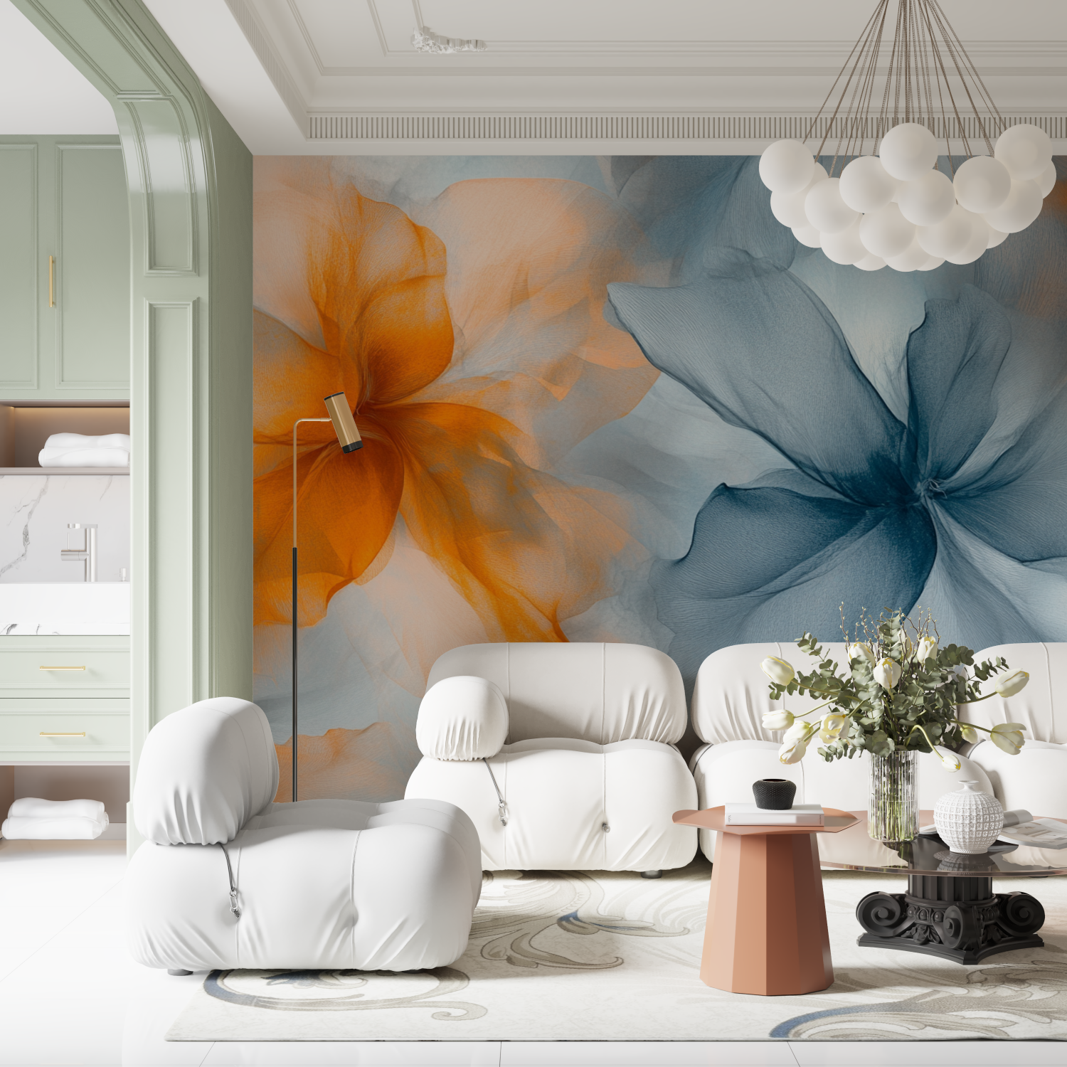 Translucent Watercolor Flower Wallpaper | Murals Wallpaper