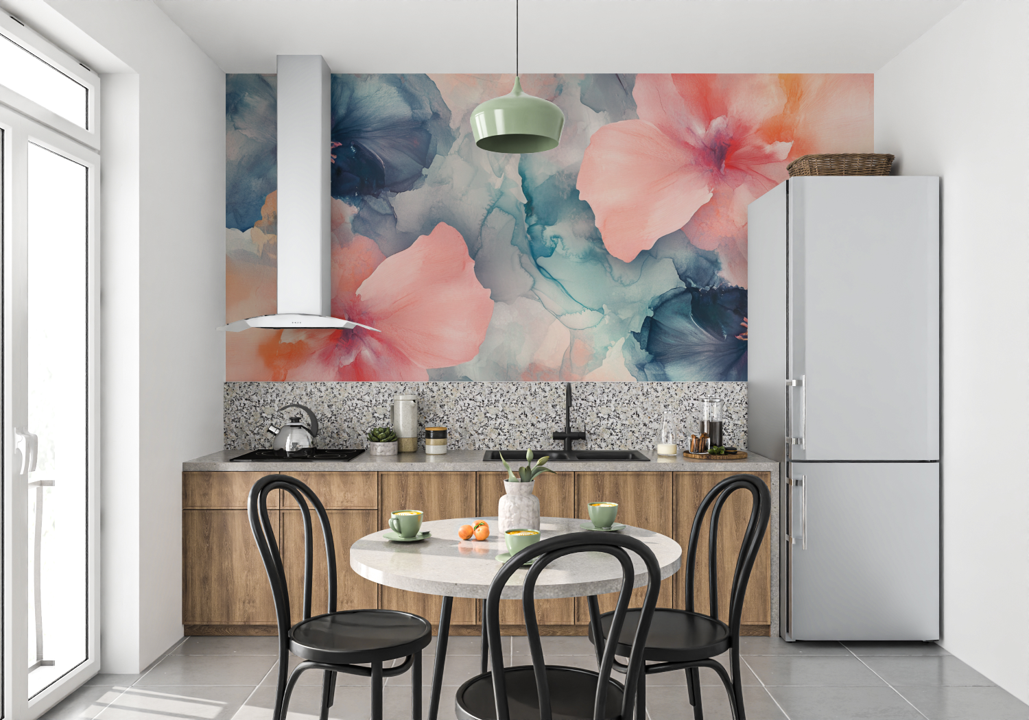 Watercolor Abstract Fluid Floral Petals Wallpaper | Murals Wallpaper