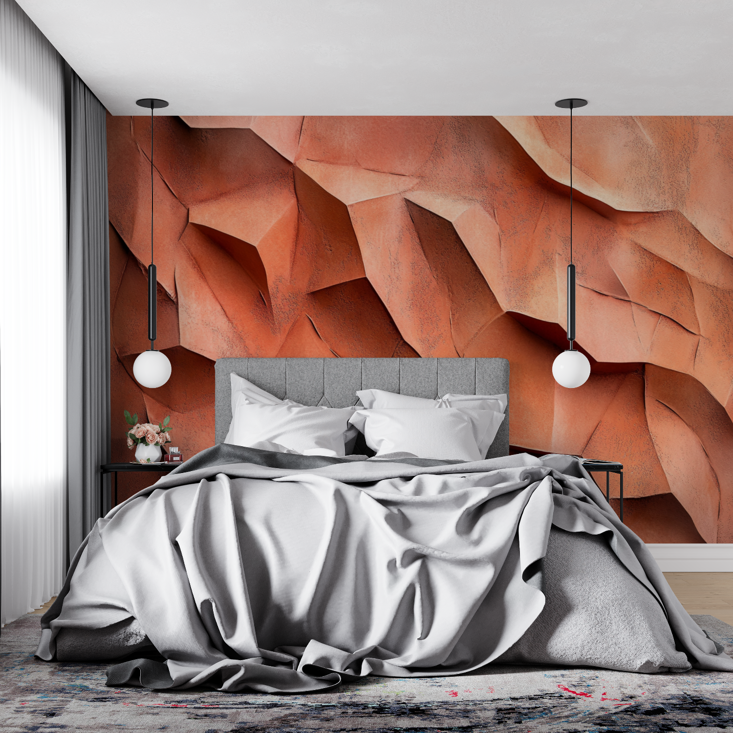 Terracotta Sculpted Plaster Wallpaper | Murals Wallpaper