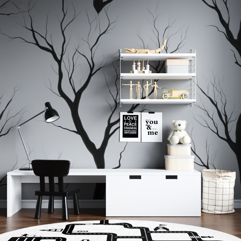 Black and White Tree Wallpaper for Kids' Room | Murals Wallpaper