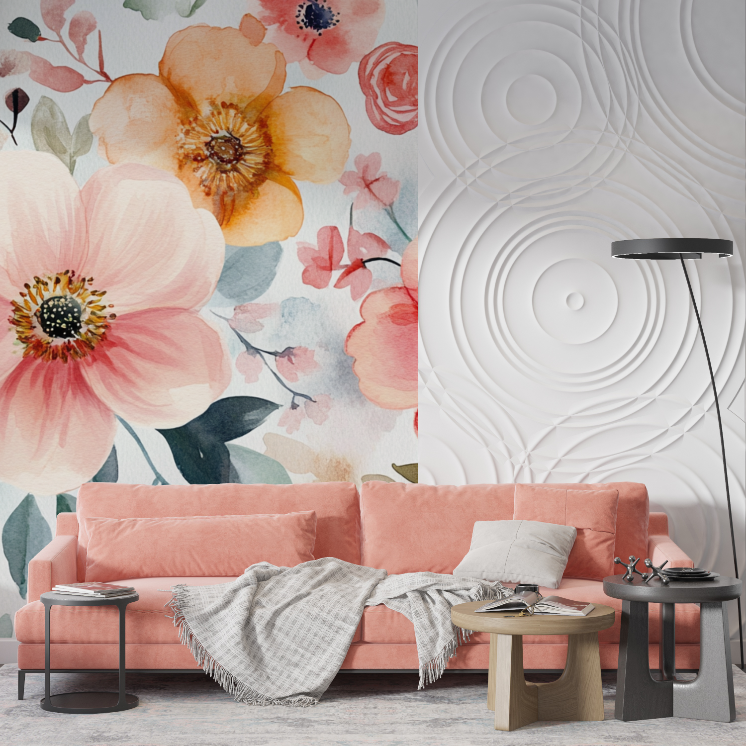 Delicate Bohemian Floral Watercolor Wallpaper | Murals Wallpaper