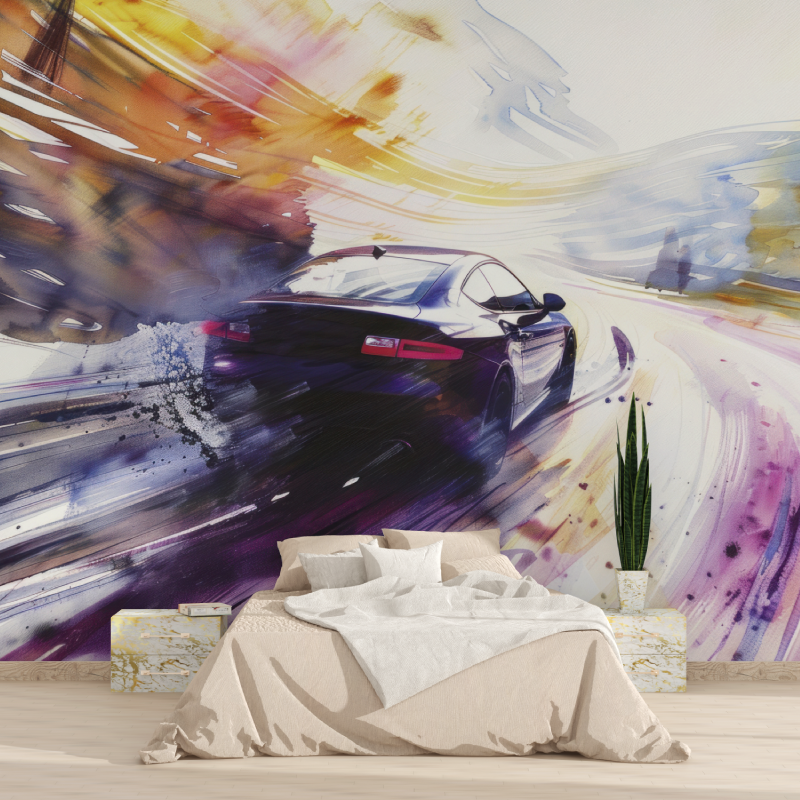 Watercolor Car Design Wallpaper | Murals Wallpaper