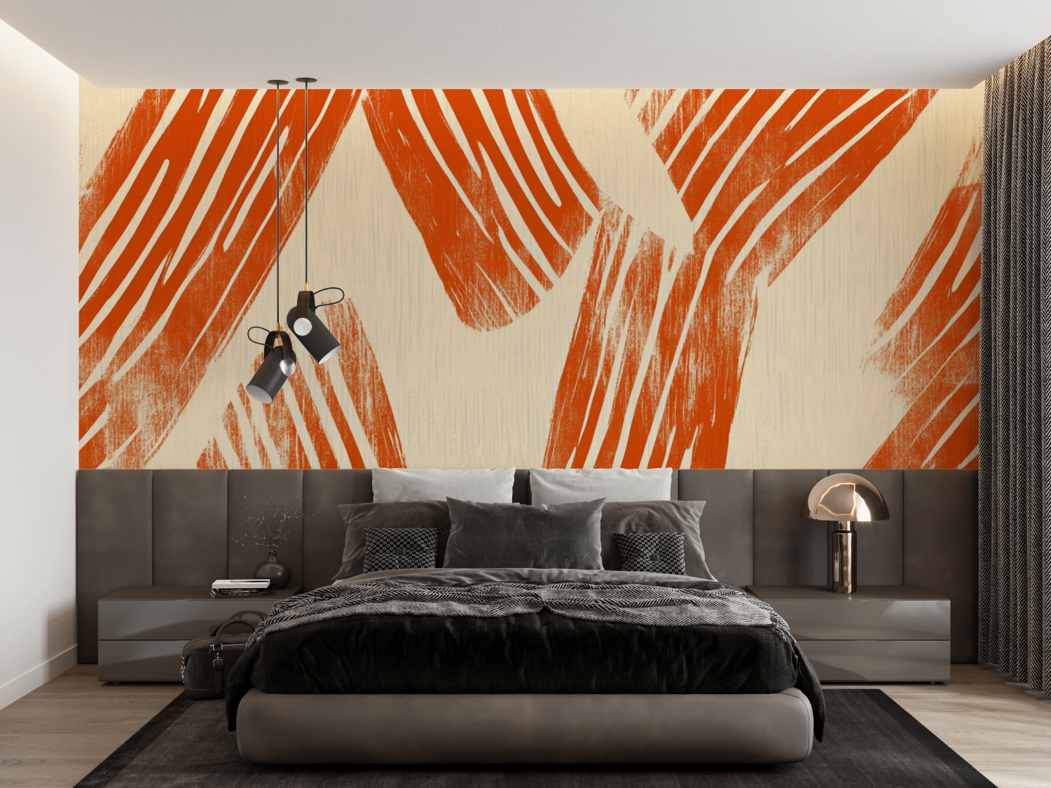 Terracotta and Beige Abstract Wallpaper | Murals Wallpaper