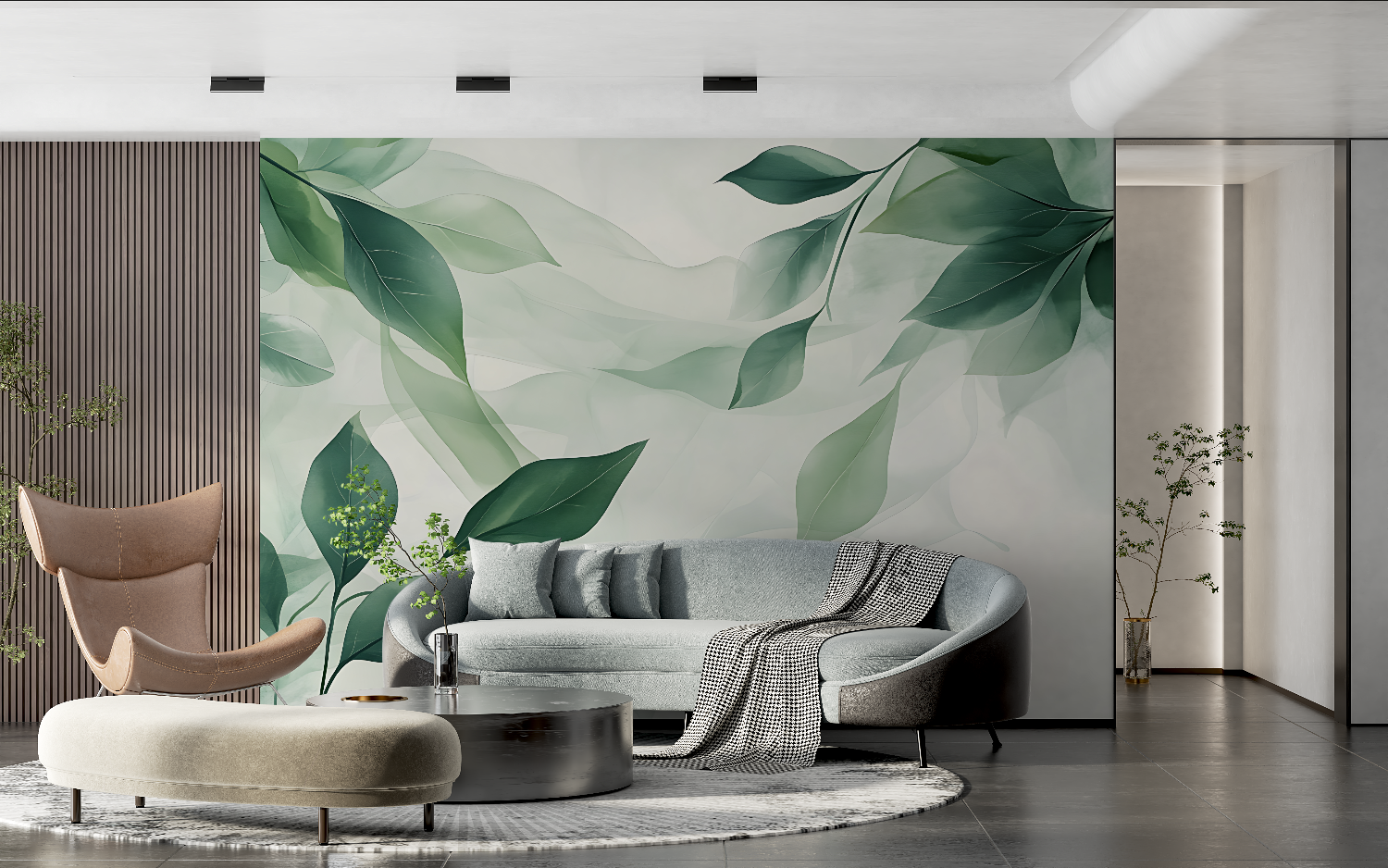Watercolor Green Leaves Wallpaper | Murals Wallpaper
