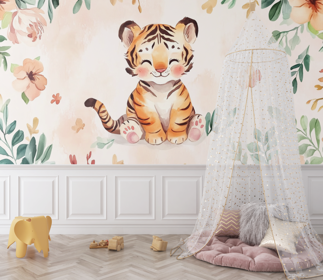 Watercolor Baby Tiger Wallpaper | Murals Wallpaper