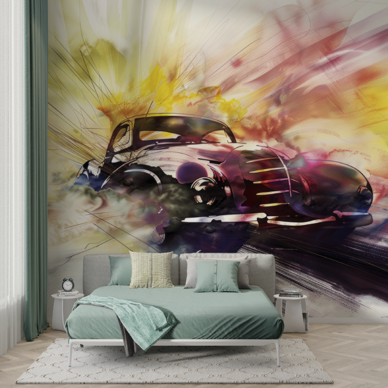 Vintage Car Watercolor Wallpaper | Murals Wallpaper