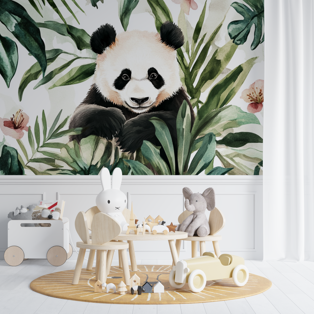 Panda and Tropical Foliage Wallpaper | Murals Wallpaper