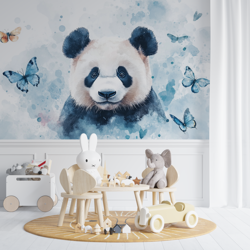 Panda and Butterflies Wallpaper | Murals Wallpaper