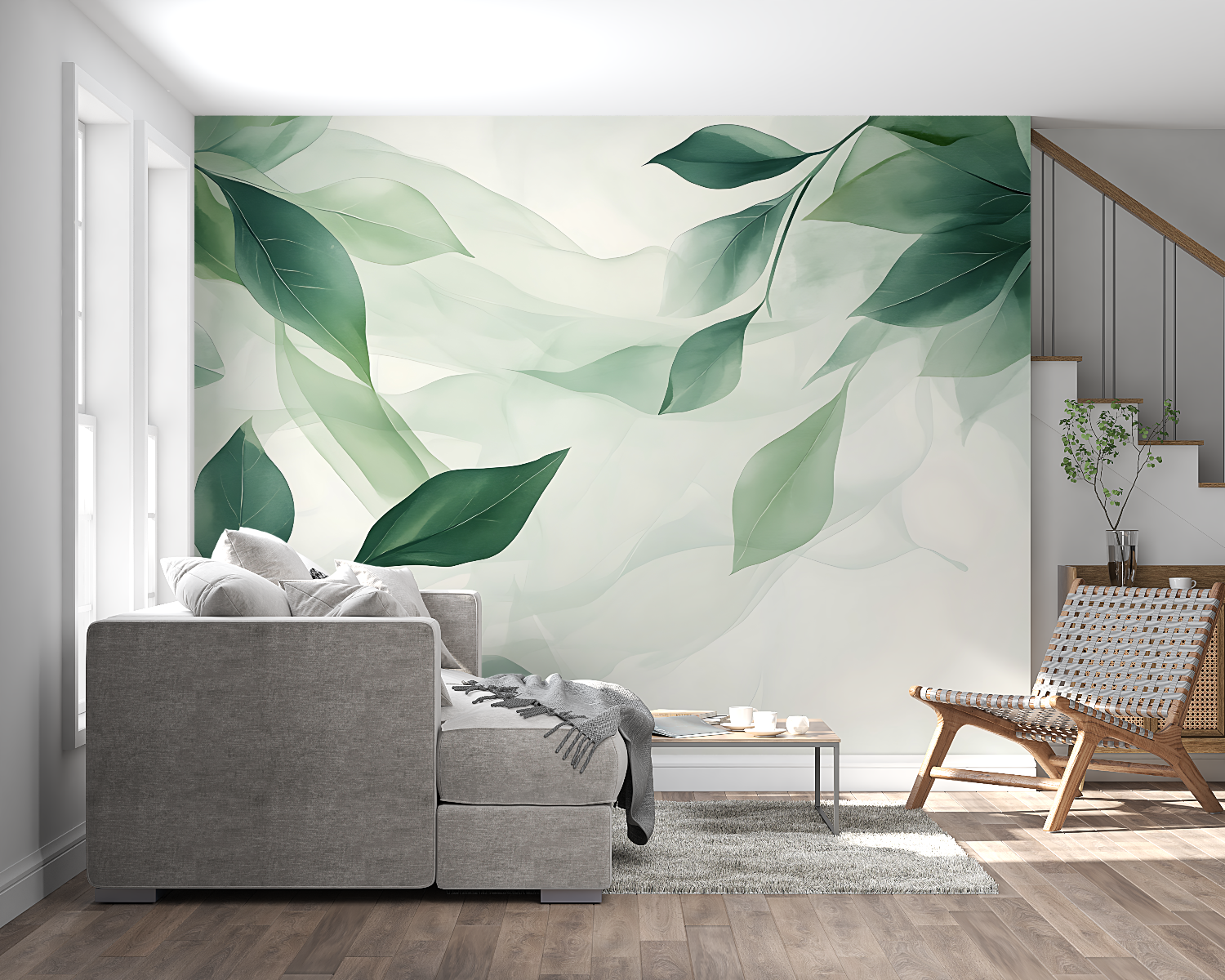 Watercolor Green Leaves Wallpaper | Murals Wallpaper