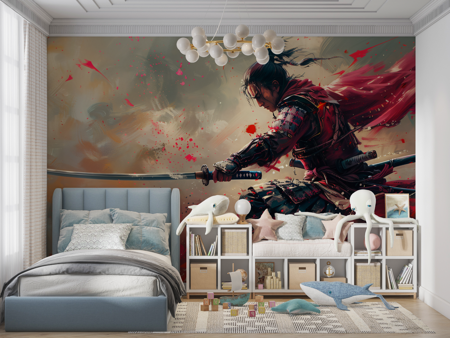 Red Samurai 3D Anime Wallpaper | Murals Wallpaper