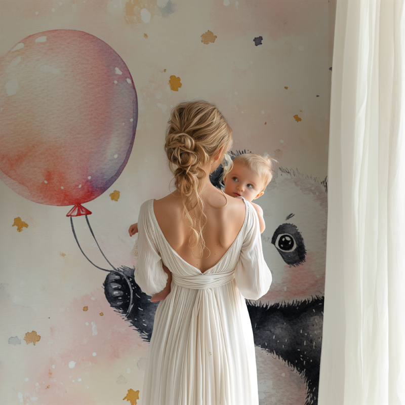 Panda Wallpaper with Balloon | Murals Wallpaper