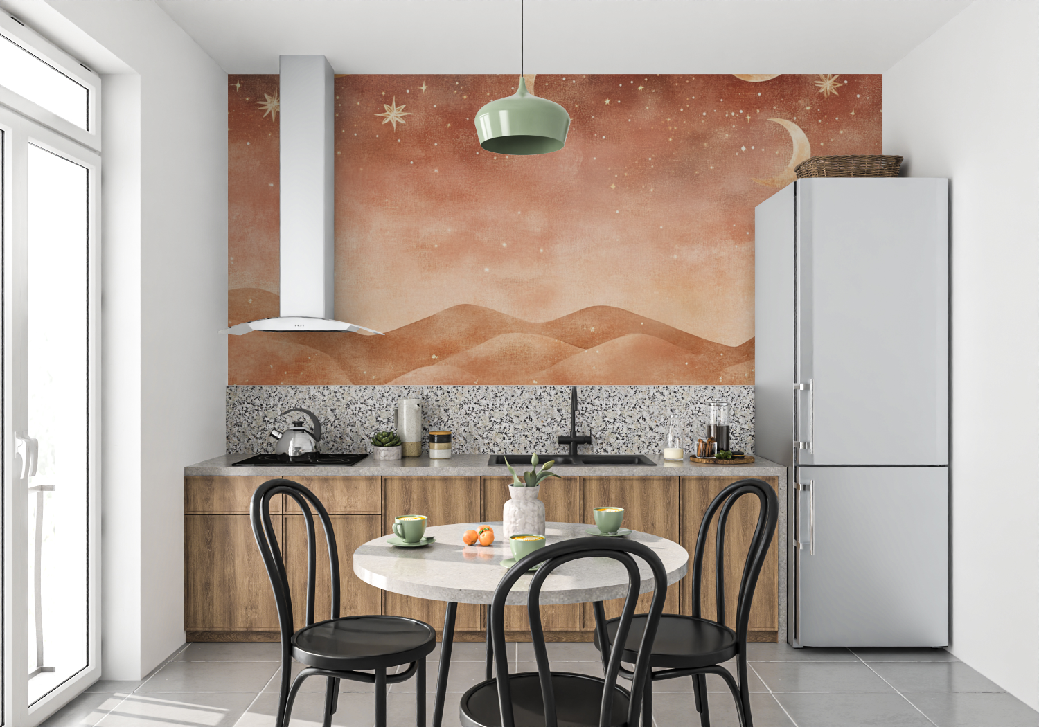 Terracotta Moon and Stars Wallpaper | Murals Wallpaper