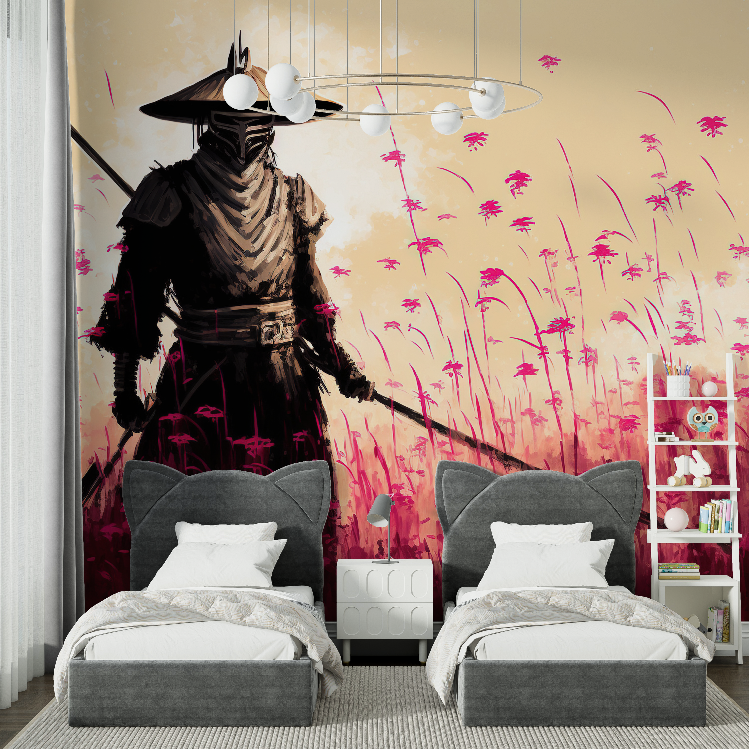 Red Warrior Japanese Wallpaper | Murals Wallpaper