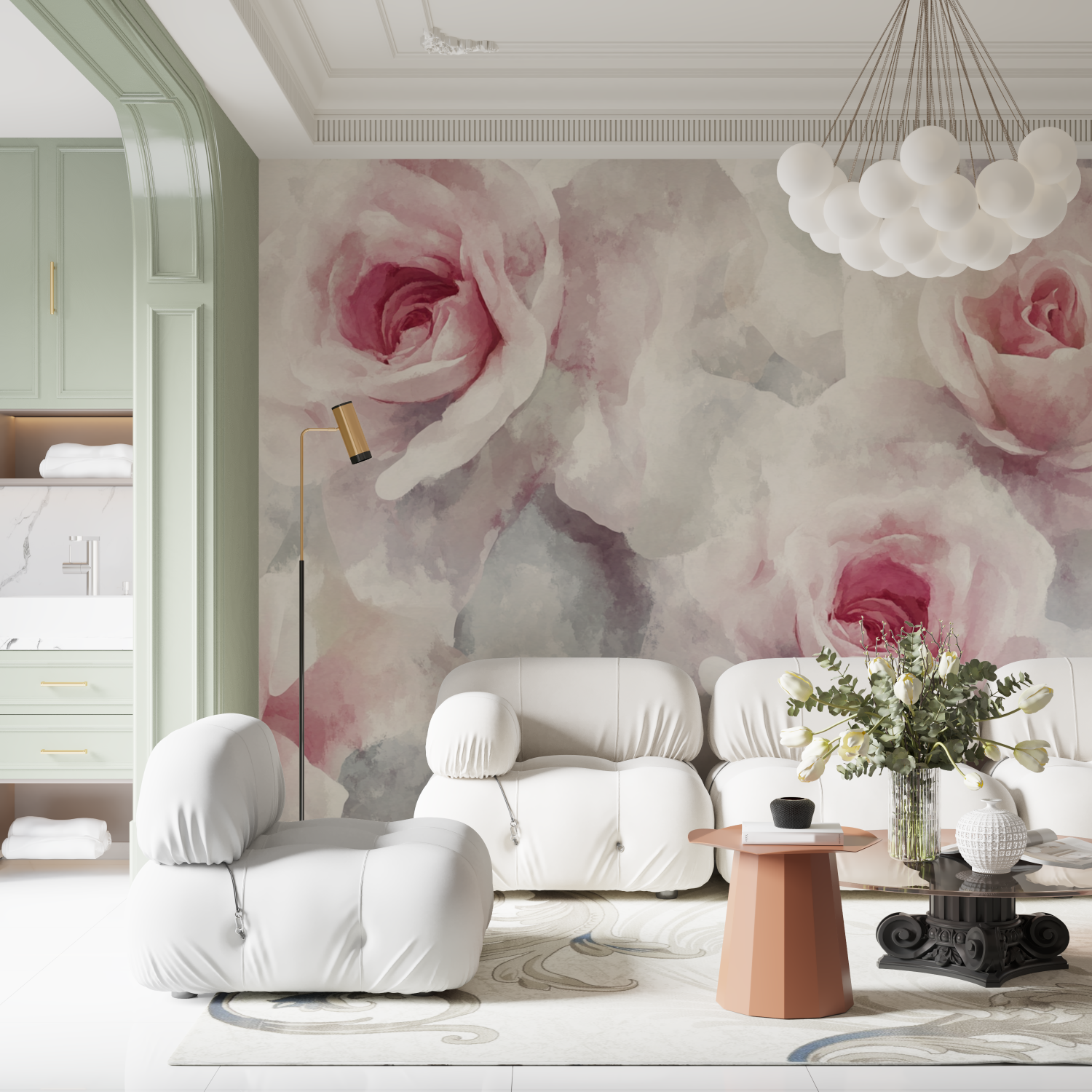 Watercolor Wallpaper Delicate Lilies | Murals Wallpaper