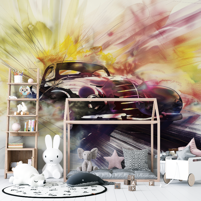 Vintage Car Watercolor Wallpaper | Murals Wallpaper
