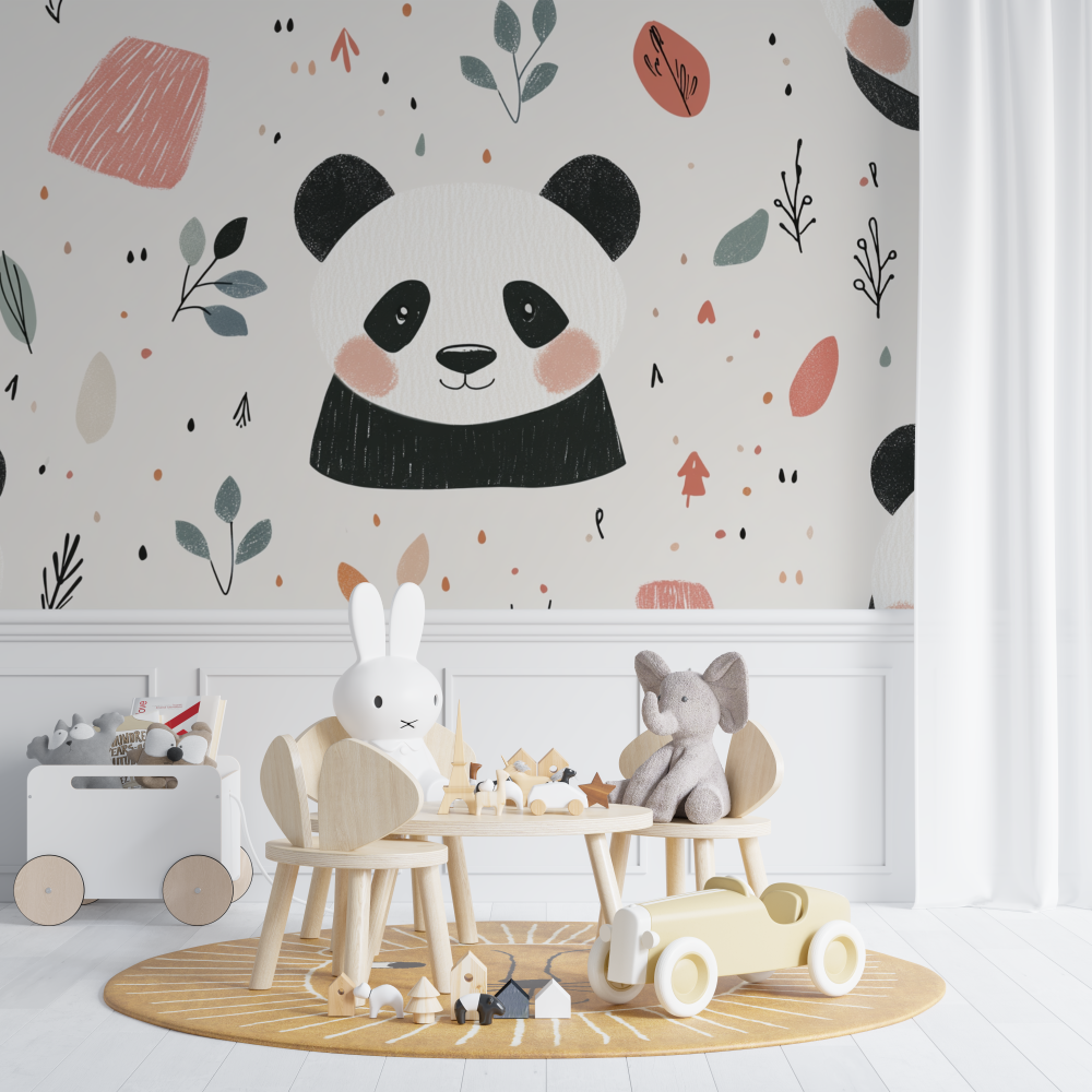 Panda Wallpaper and Nordic Patterns | Murals Wallpaper