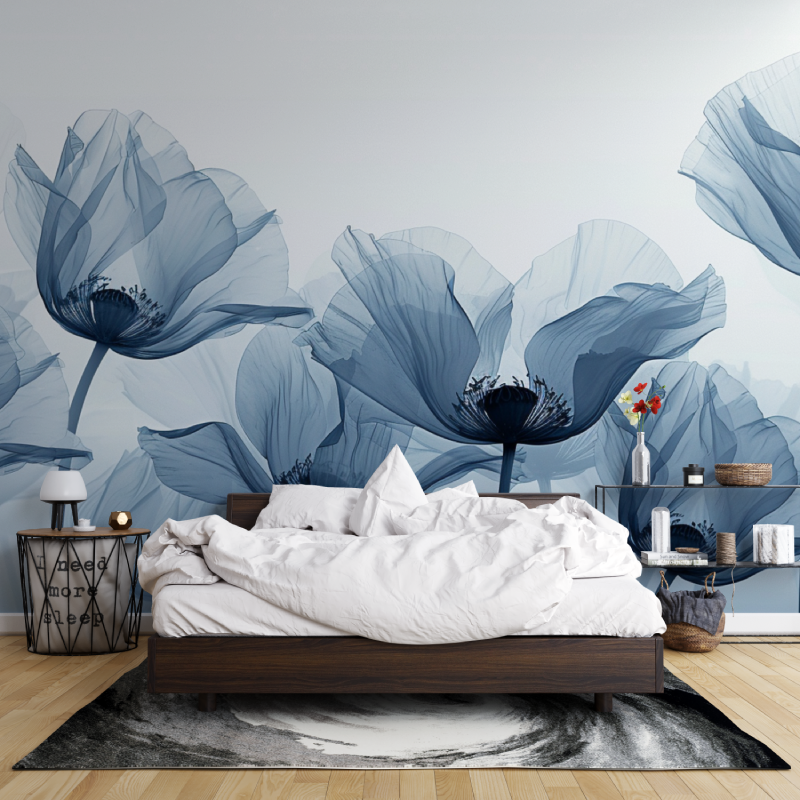 Watercolor Flowers Blue Wallpaper | Murals Wallpaper