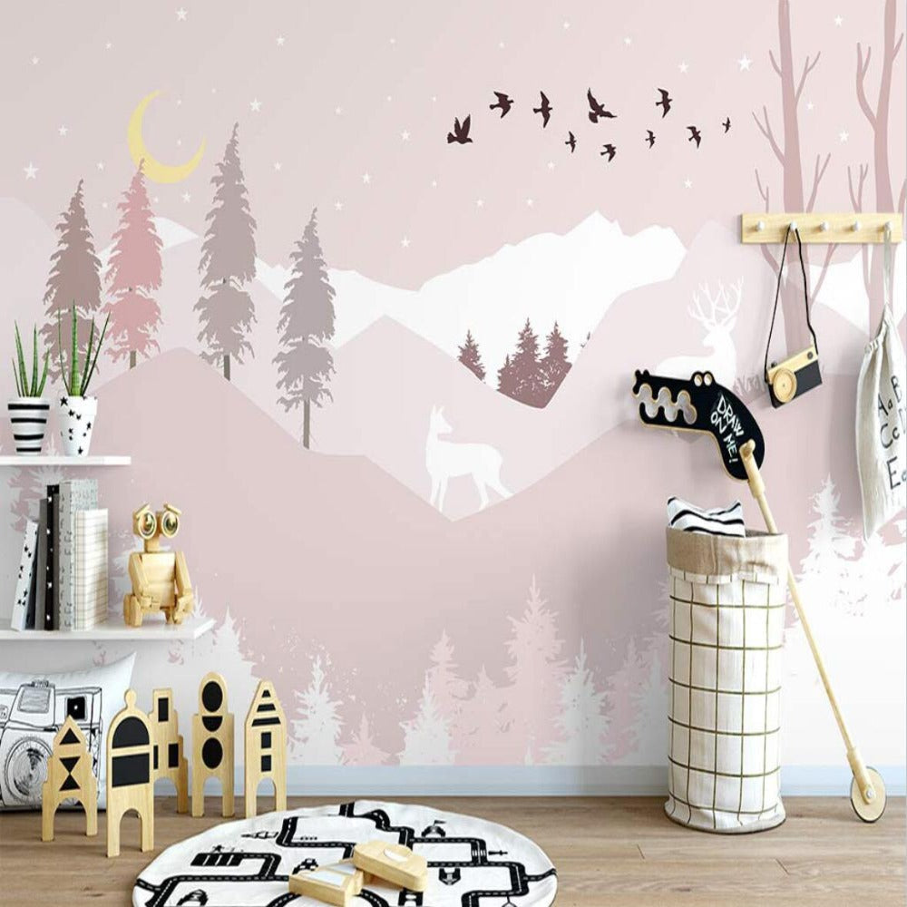 Classic Girl Wallpaper<br/>Pretty Landscape and Deer | Murals Wallpaper