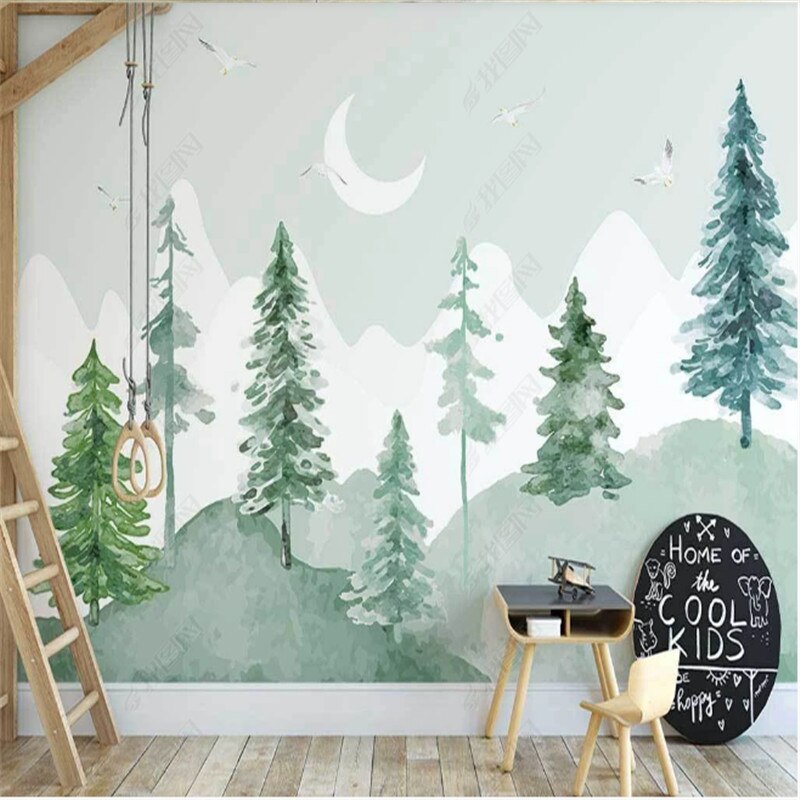 Classic Baby Wallpaper <br/> Green Forest Watercolor | Murals Wallpaper