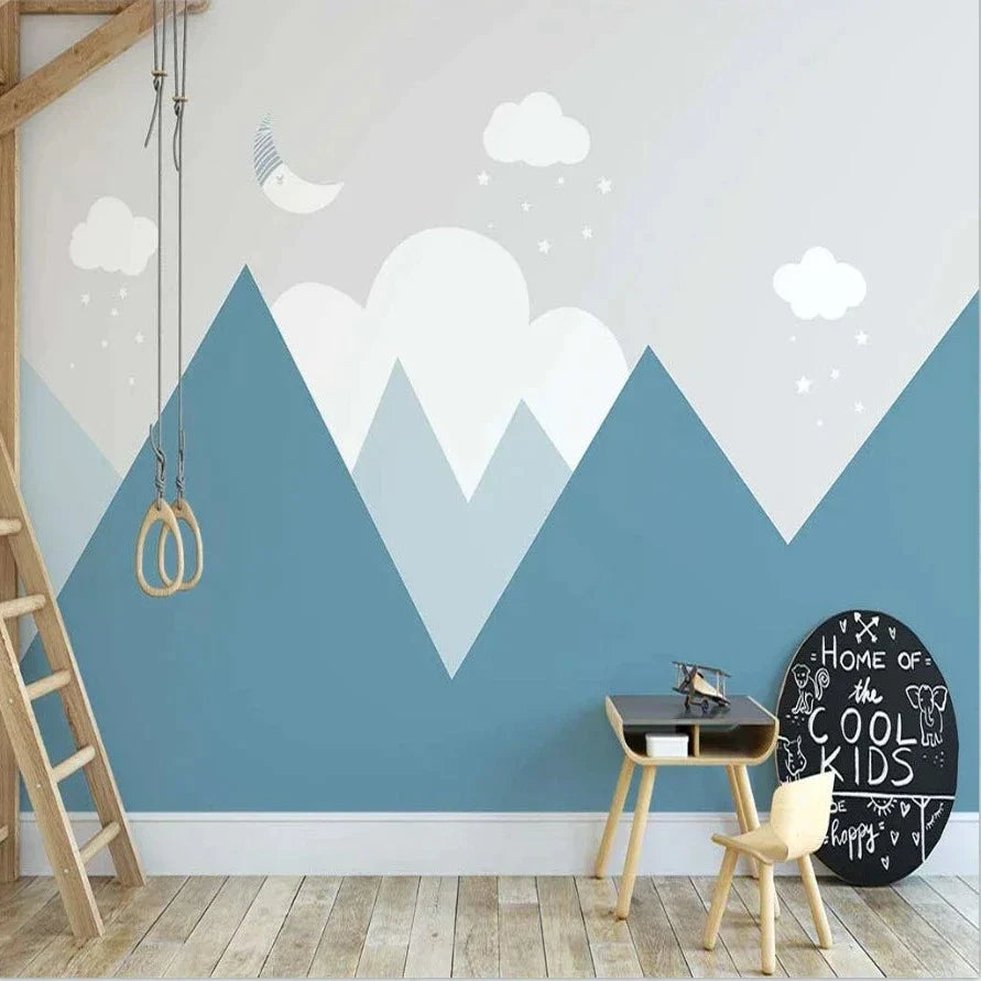 Classic Boy Wallpaper <br/> Blue Landscape and Mountains | Murals Wallpaper
