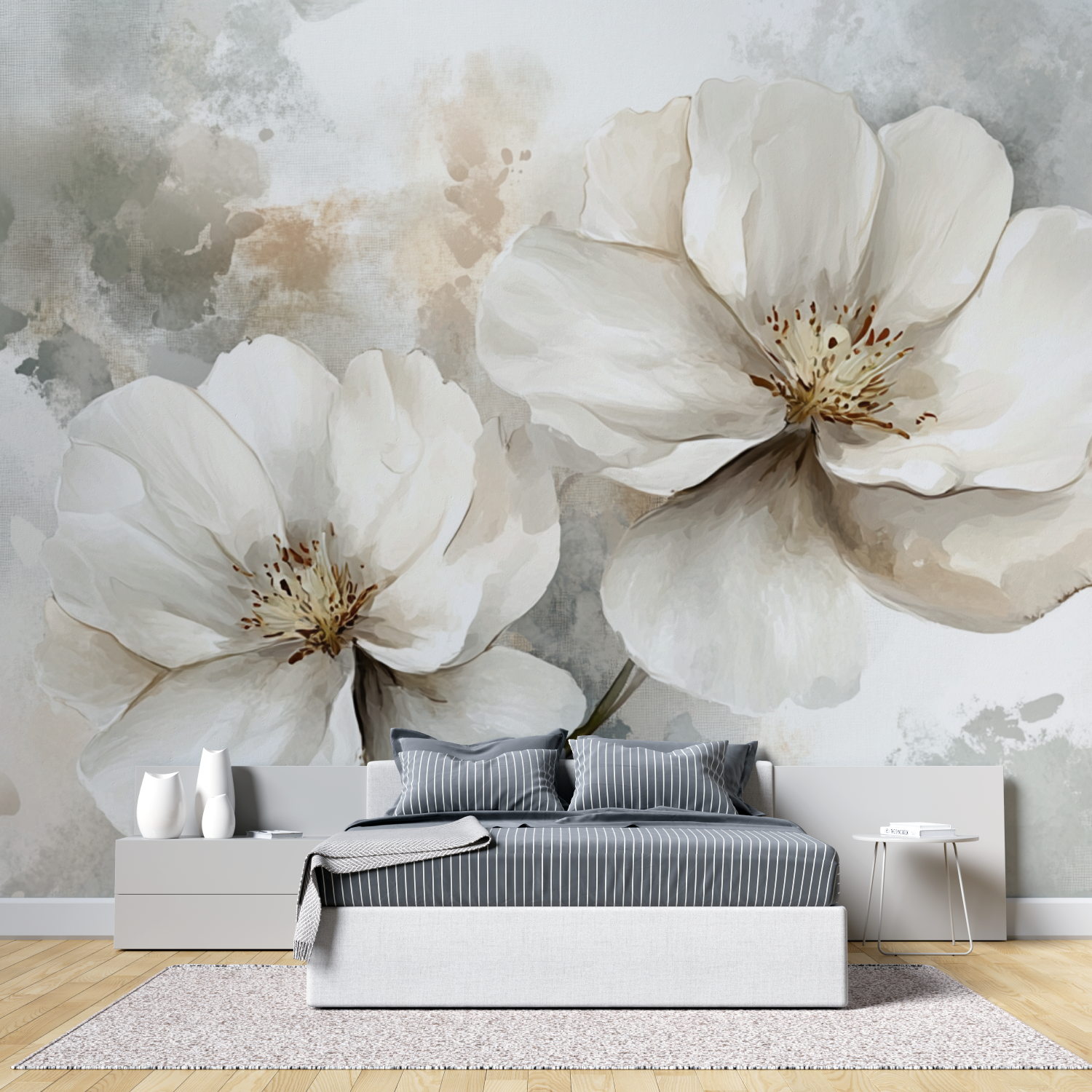 Watercolor Wallpaper Large White Flower | Murals Wallpaper