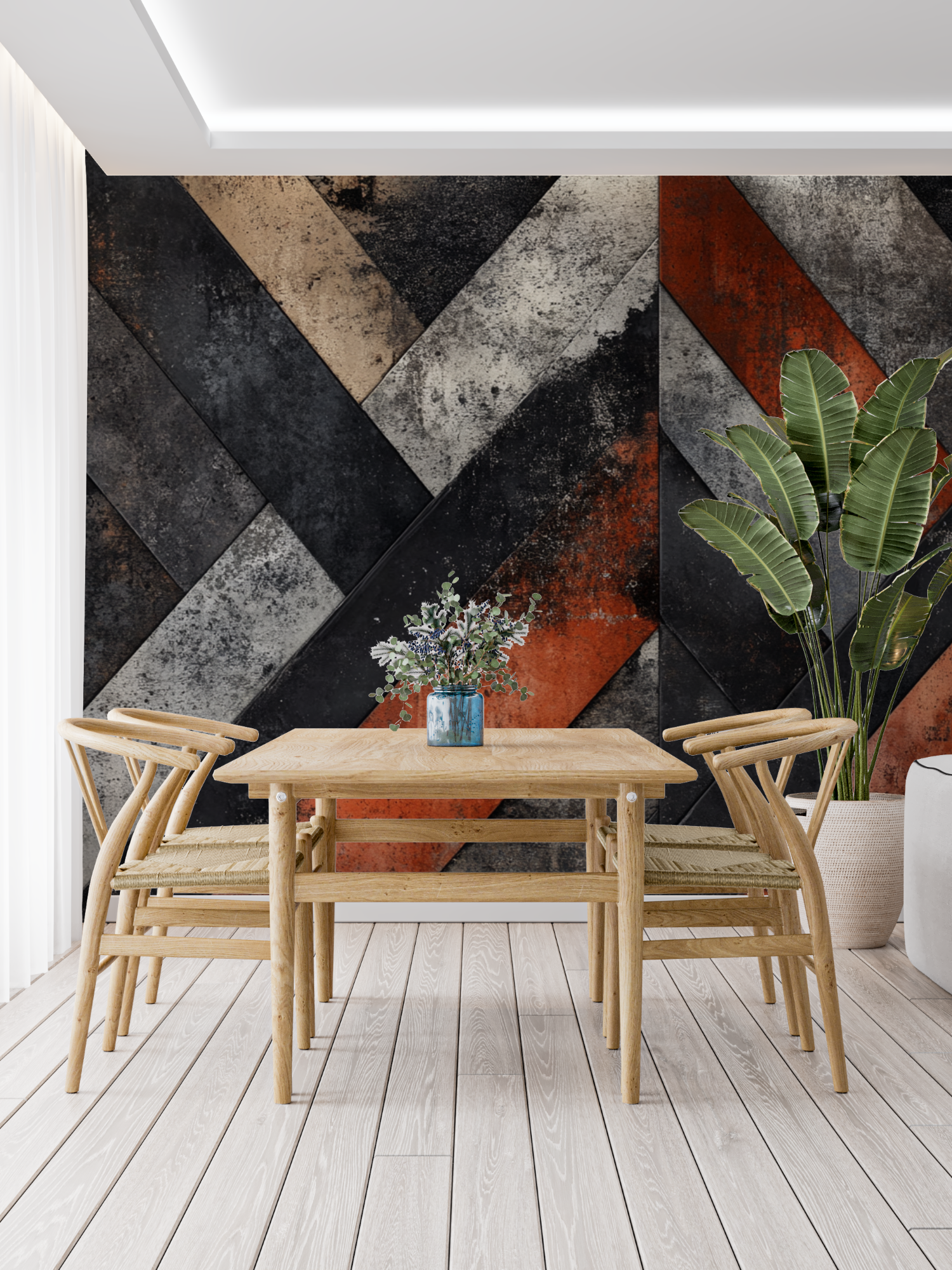 Terracotta and Charcoal Gray Wallpaper | Murals Wallpaper