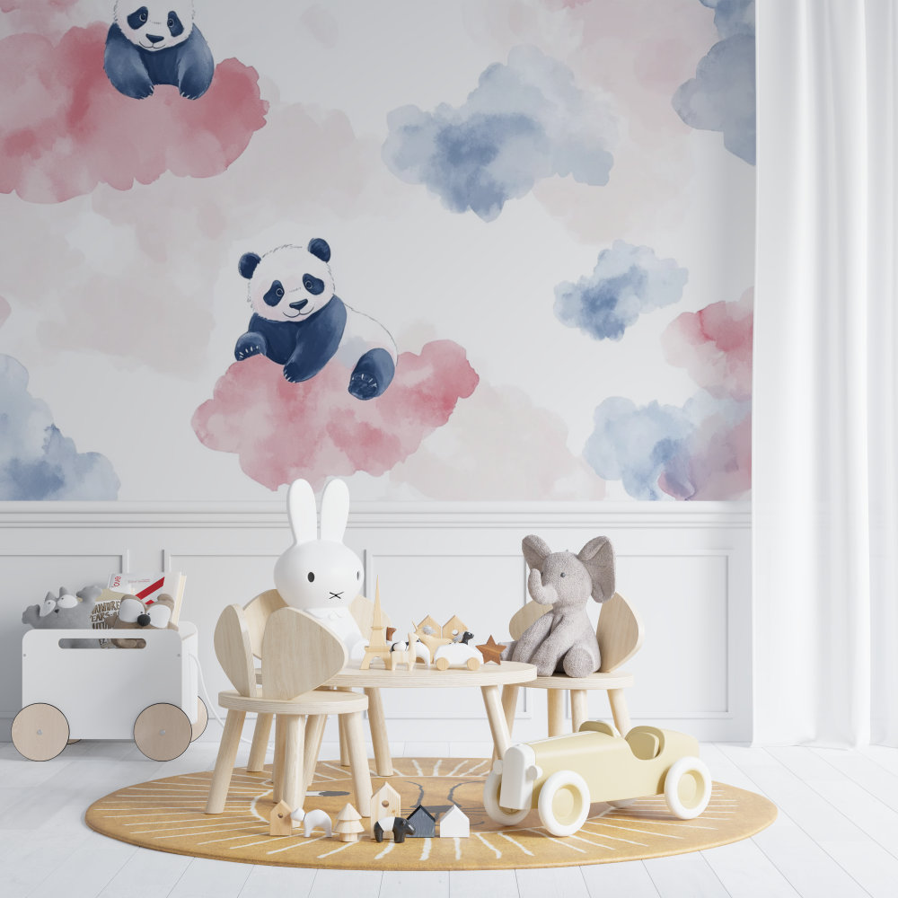Pastel Panda and Clouds Wallpaper | Murals Wallpaper
