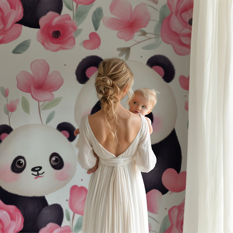 Pink Baby Panda Wallpaper | Murals Wallpaper