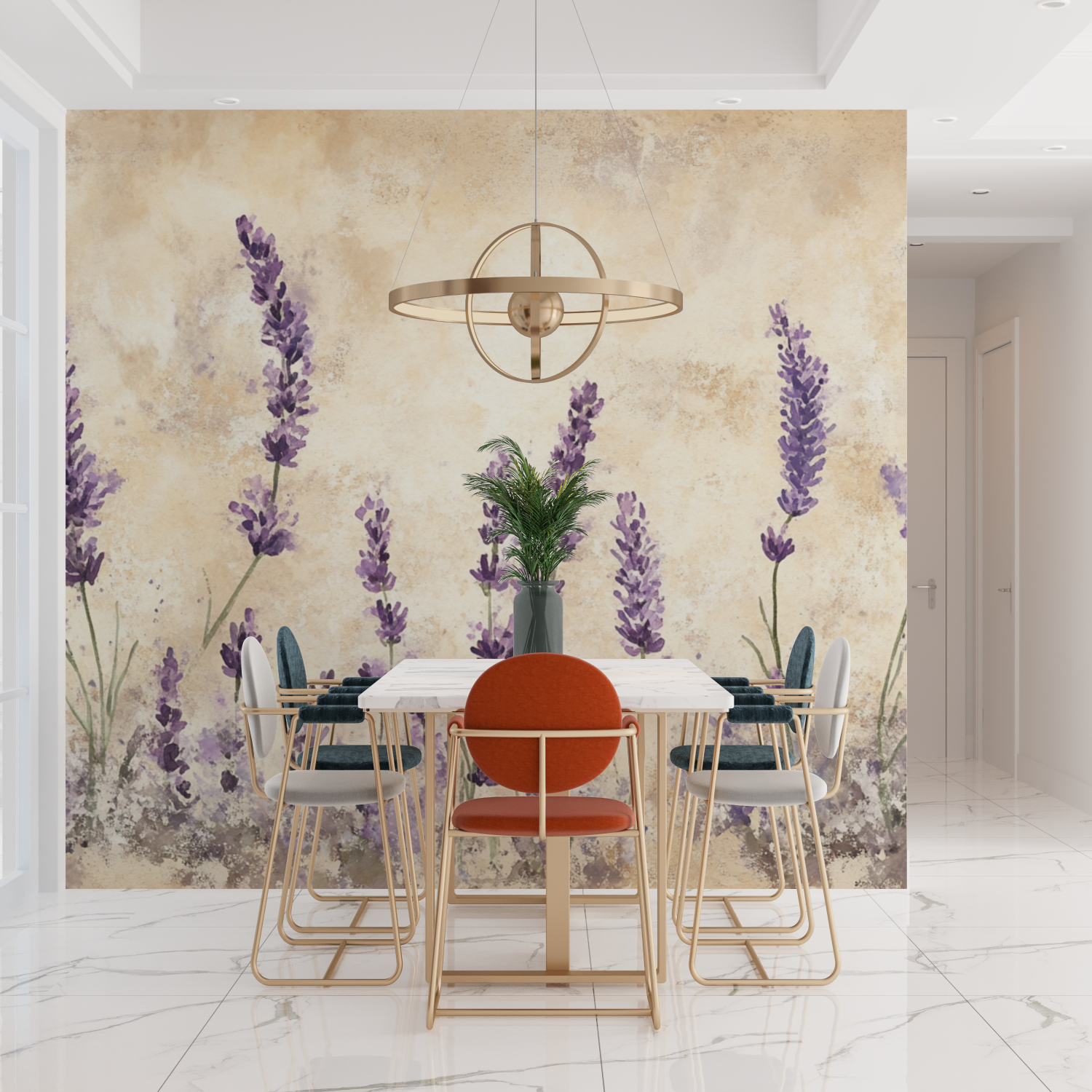 Watercolor Lavender Field Wallpaper | Murals Wallpaper