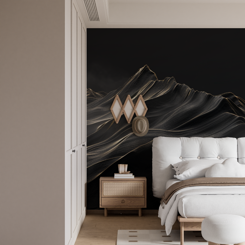 Black and White Mist Mountain Textured Wallpaper | Murals Wallpaper