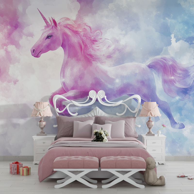 Magical Flying Unicorn Wallpaper for Bedroom Decor | Murals Wallpaper