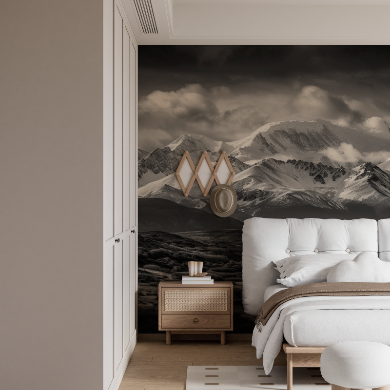 Black and White Mountain Wallpaper - Les Aravis | Murals Wallpaper