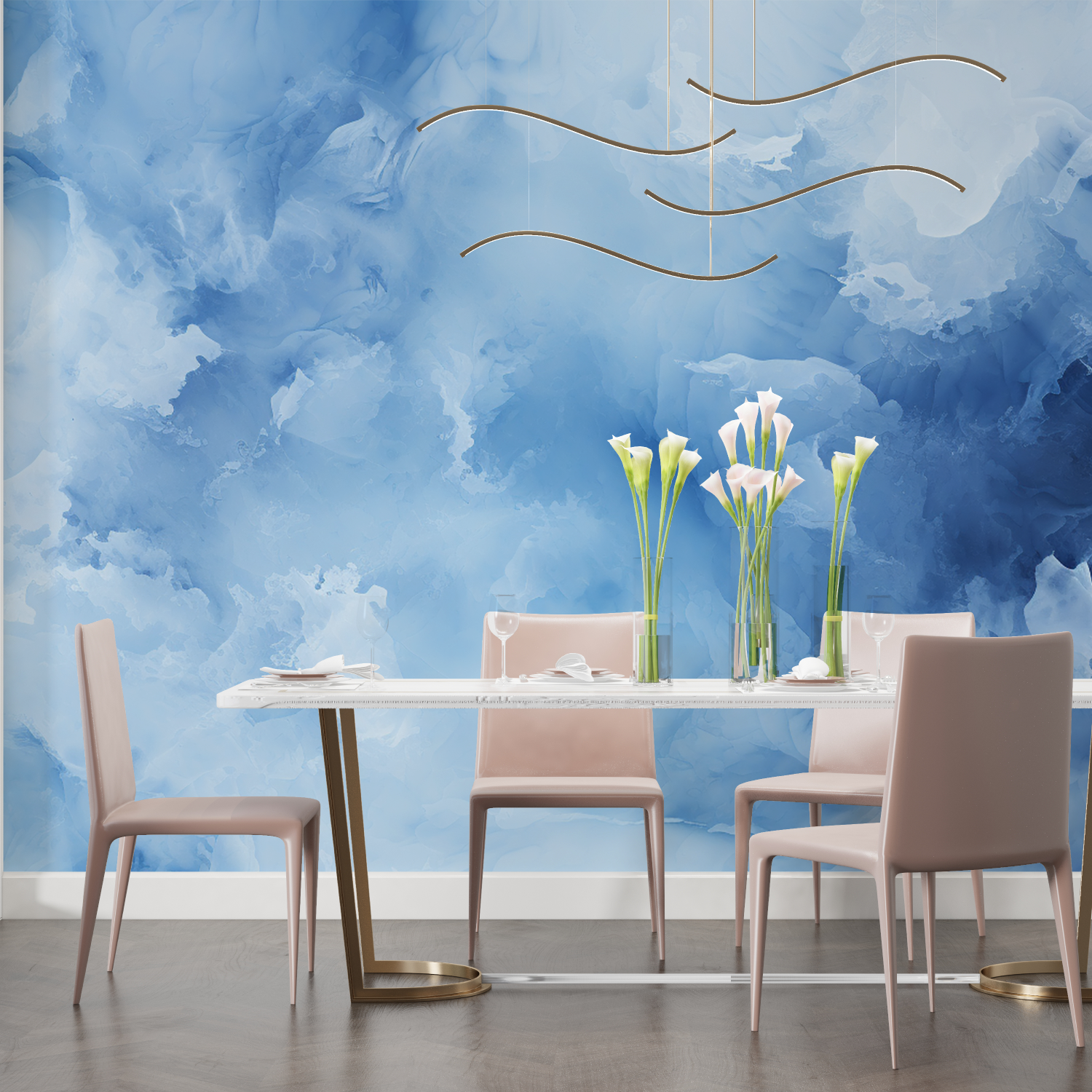Watercolor Wallpaper Blue Shades | Murals Wallpaper