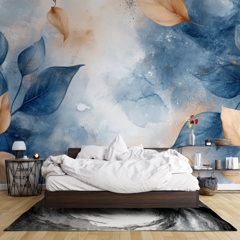 Watercolor Wallpaper Digital Illustration of Leaves | Murals Wallpaper