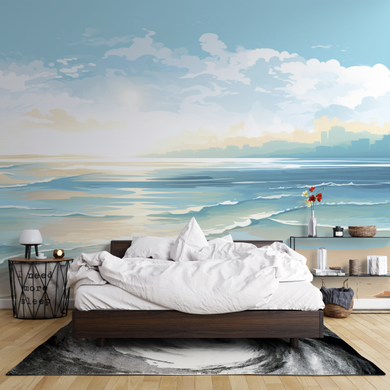Watercolor Beach and Ocean Wallpaper | Murals Wallpaper