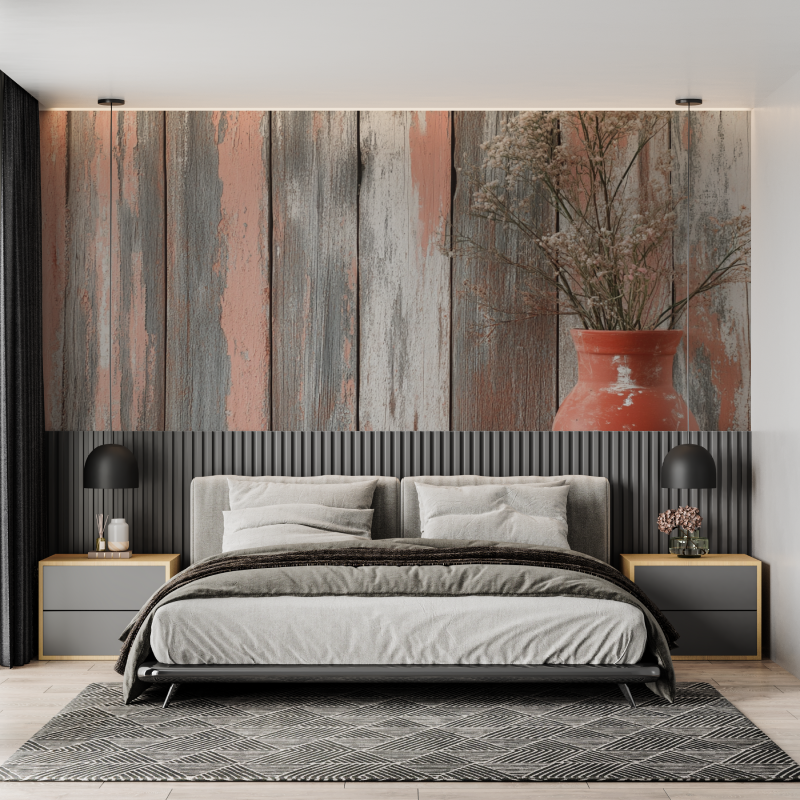 Terracotta Driftwood Effect Wallpaper | Murals Wallpaper