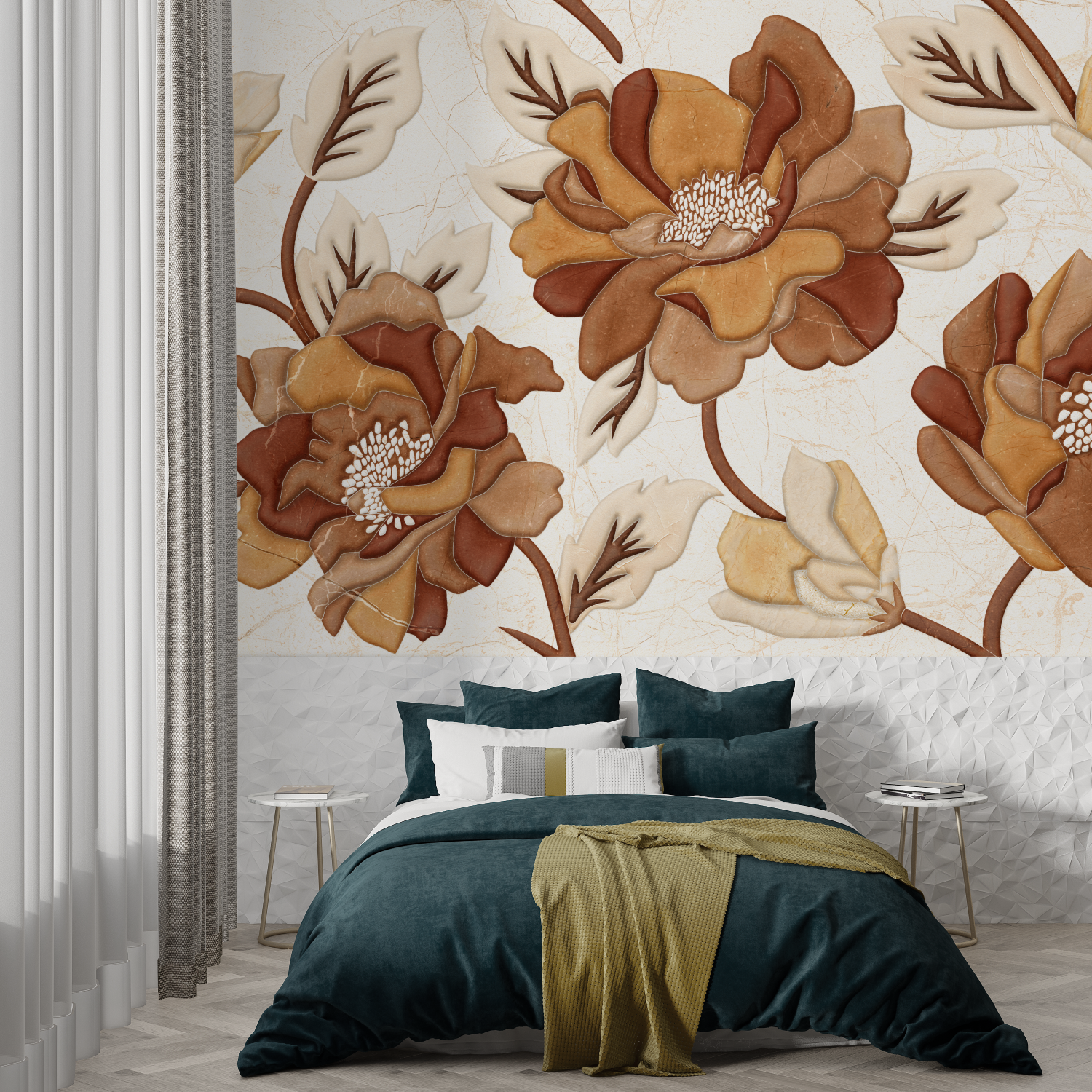 Terracotta Flower Wallpaper | Murals Wallpaper