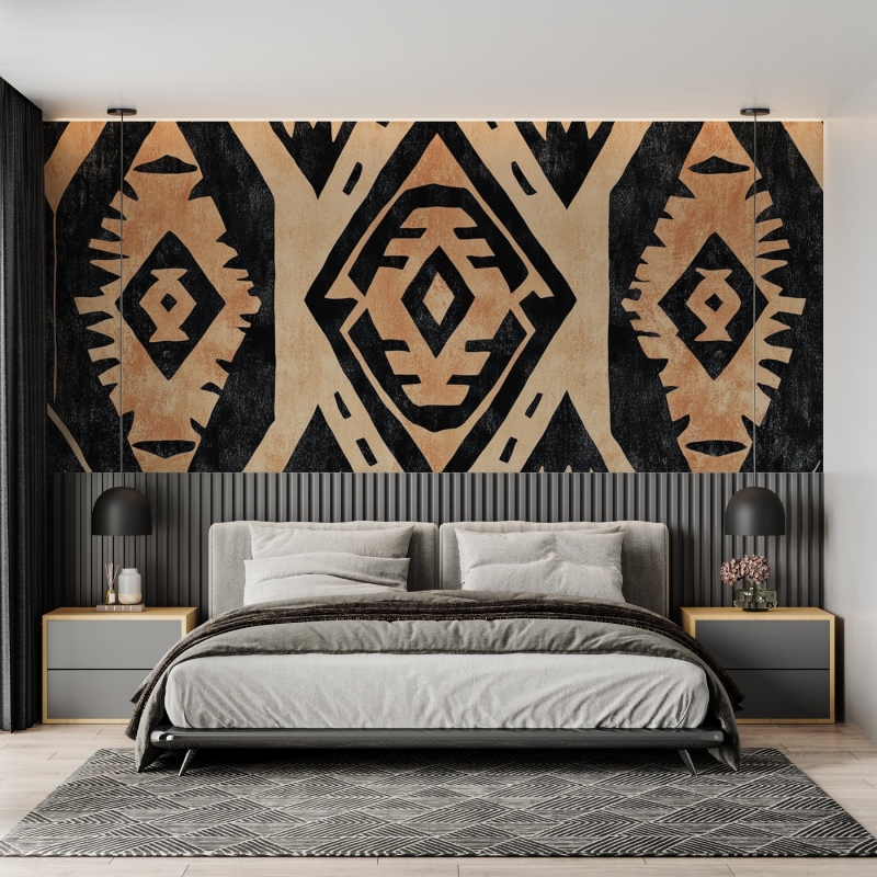 Terracotta Wallpaper with Aztec Patterns | Murals Wallpaper