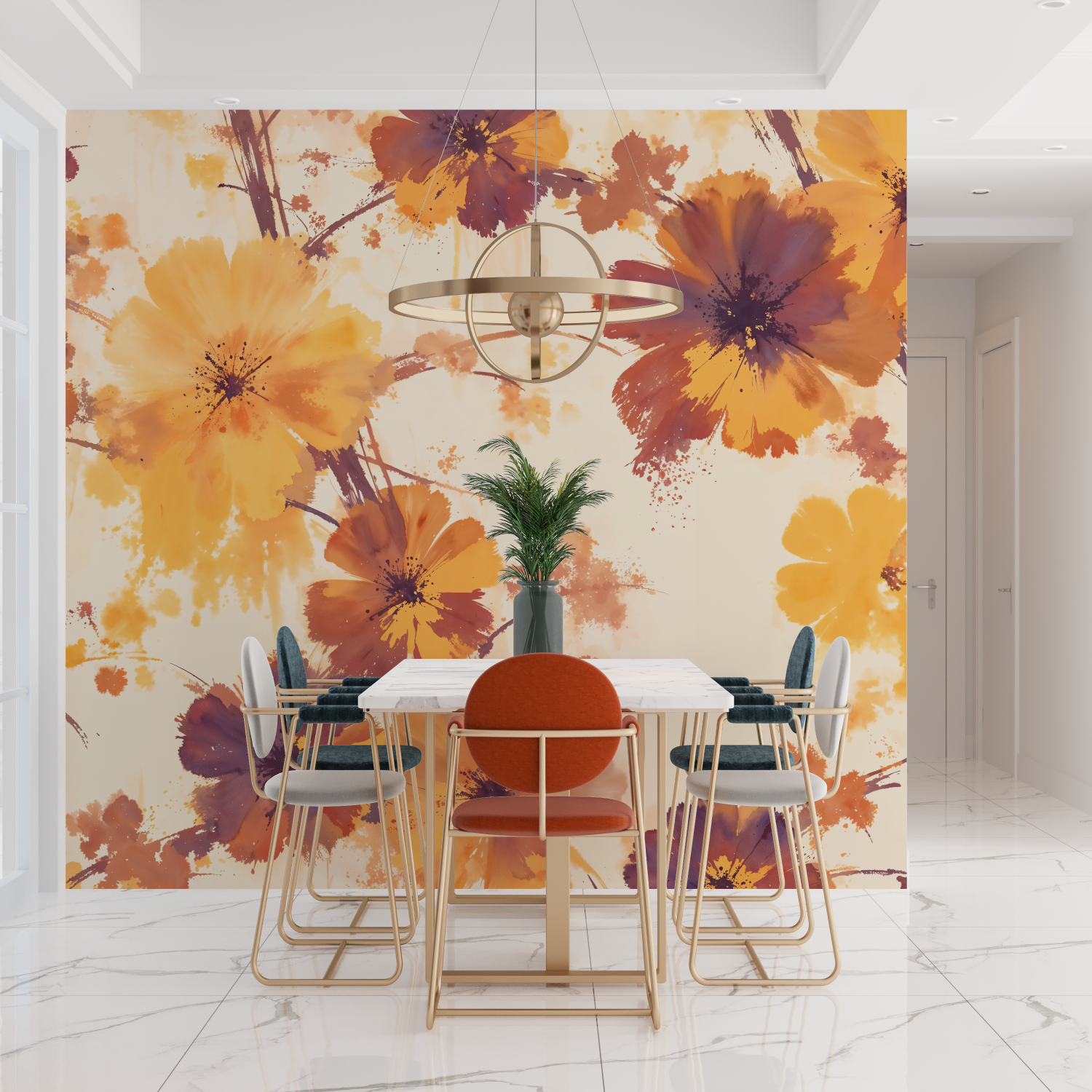 Watercolor Floral Pattern Wallpaper | Murals Wallpaper
