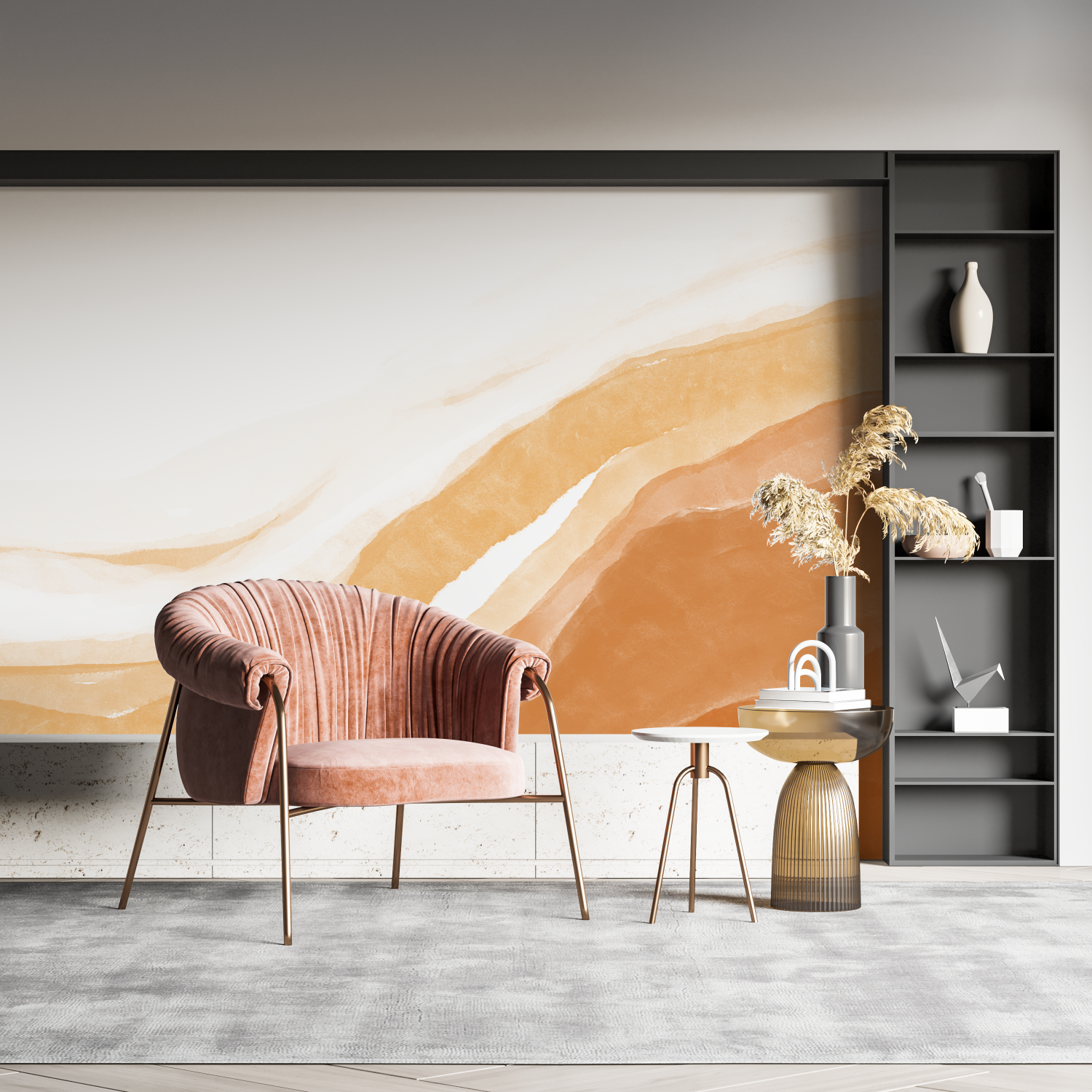 Orange Watercolor Art Wallpaper | Murals Wallpaper