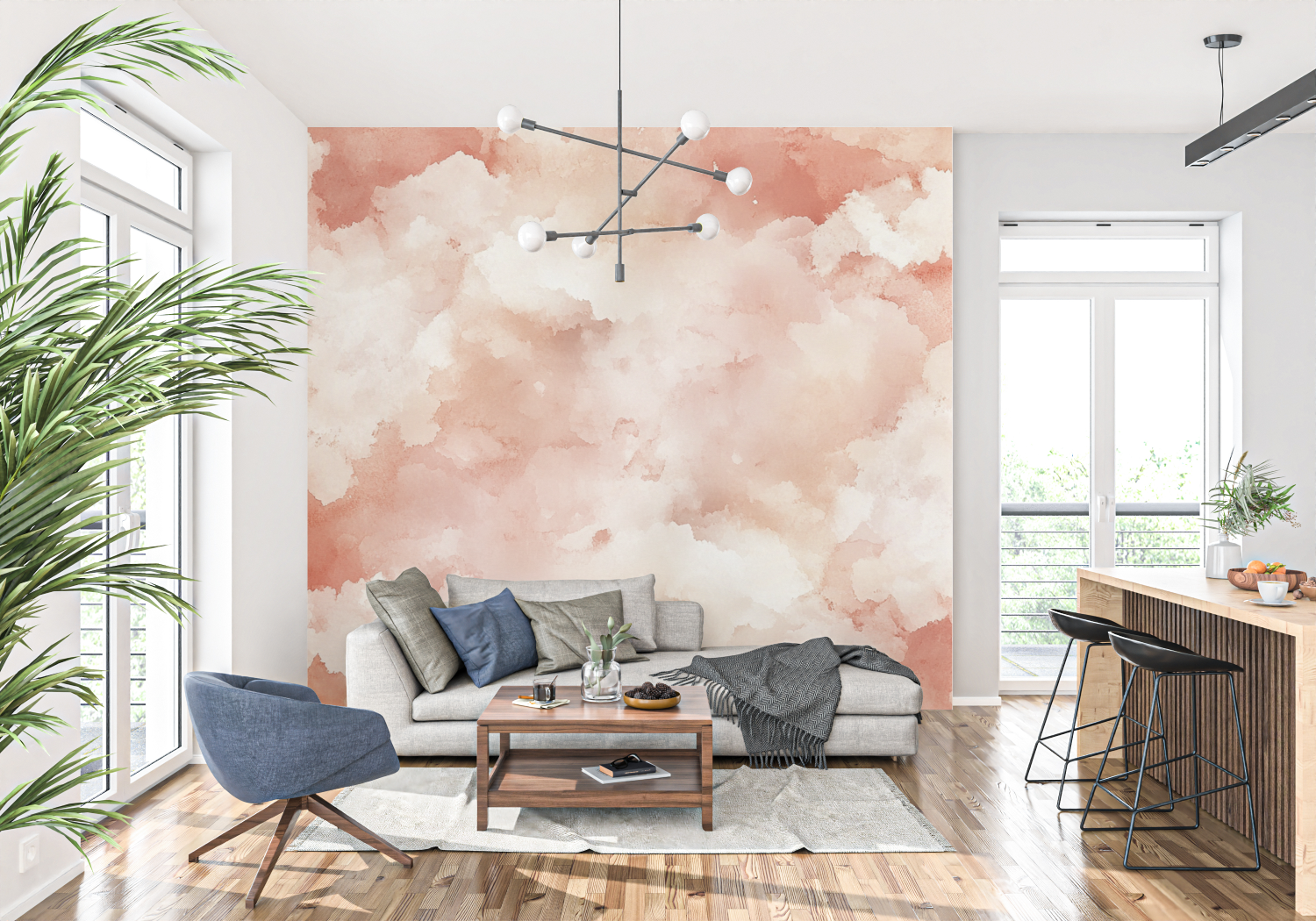 Terracotta Abstract Watercolor Wallpaper | Murals Wallpaper
