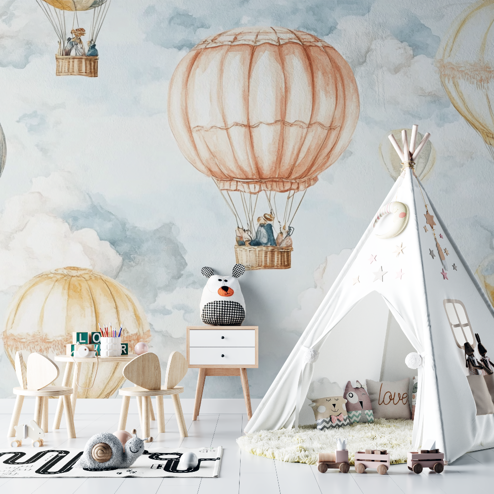Vintage Watercolor Hot Air Balloon Wallpaper | Murals Wallpaper