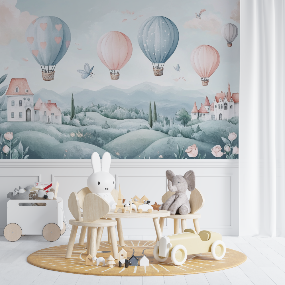 Hot Air Balloon and Fairy-Tale Landscapes Wallpaper | Murals Wallpaper