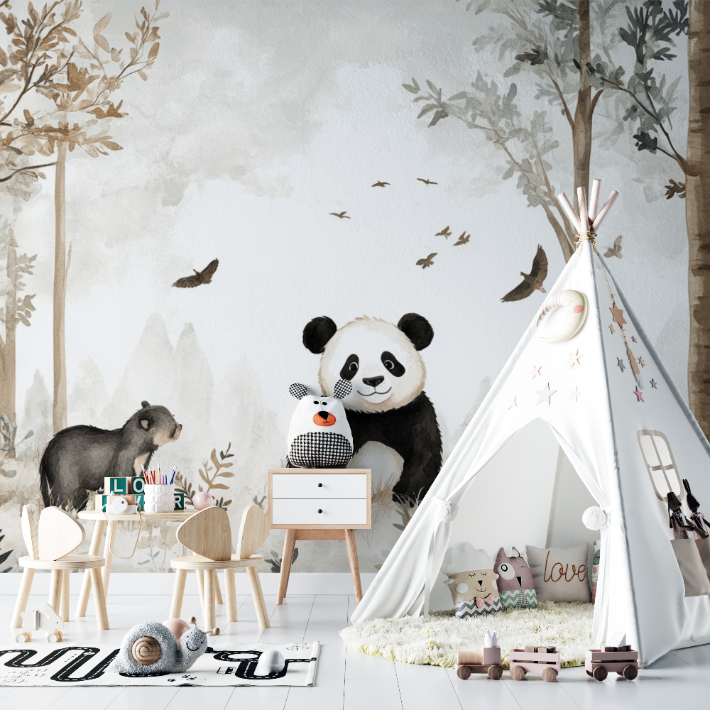 Panda and Forest Friends Wallpaper | Murals Wallpaper