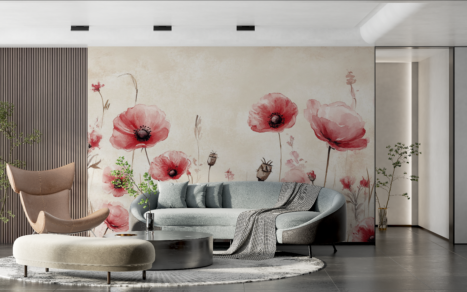 Watercolor Painted Pink Flower Wallpaper | Murals Wallpaper